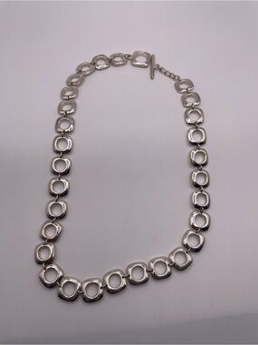Vintage Tiffany & Co 925 Sterling Silver Cushion Link Toggle Necklace 18”